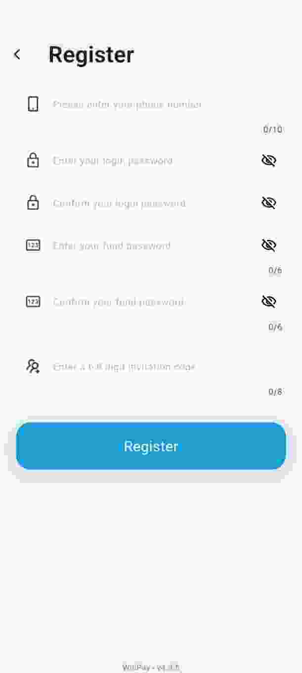 Winpay home dashboard – Winpay app main screen with buy sell Winpay balance options